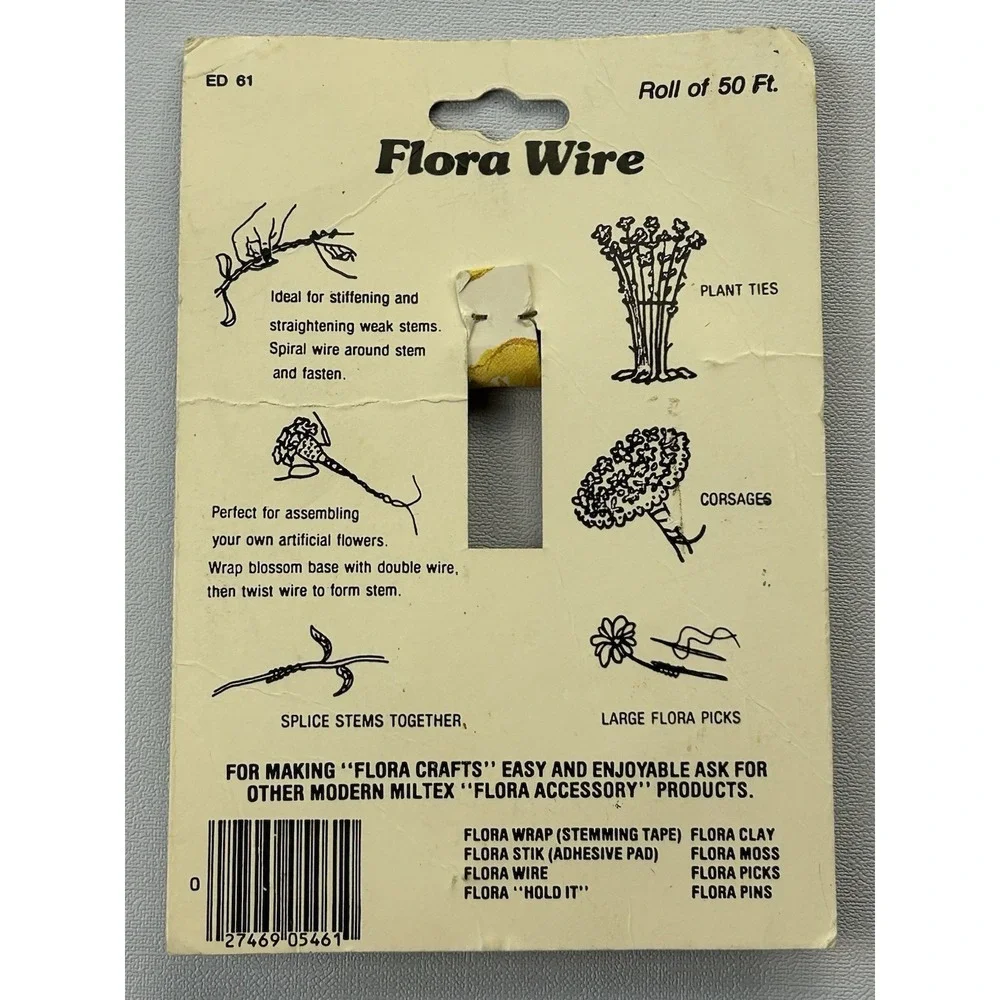 Vintage Flora-Wire 50‎ Ft Green Floral Wire NOS Craft Supply Millinery